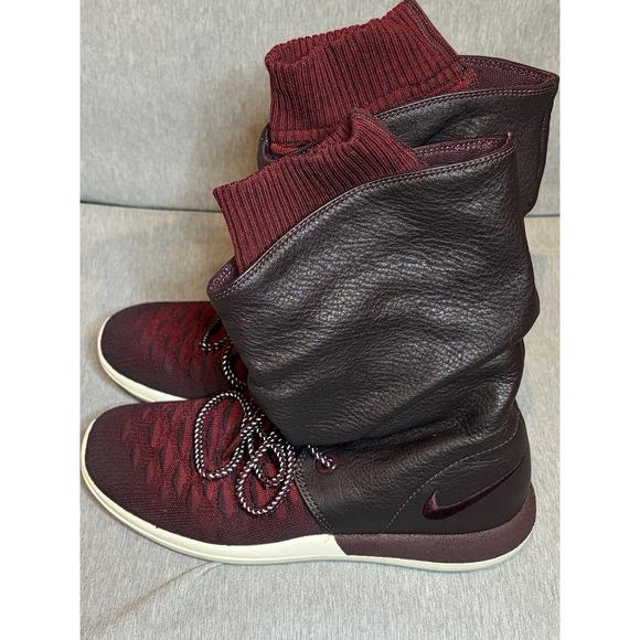 Women's Nike Roshe Two HI Flyknit Sneaker Boot, 861708 600 Sz  6 Deep burgundy - Picture 8 of 14